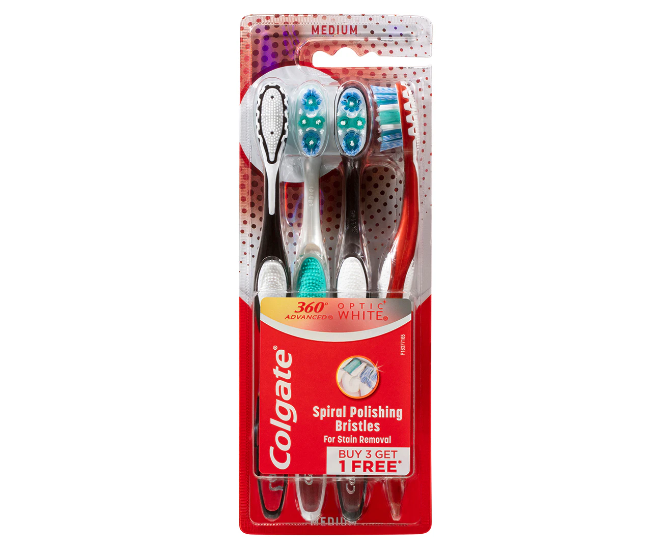 Colgate 360° Advanced Optic White Toothbrush 4pk - Medium