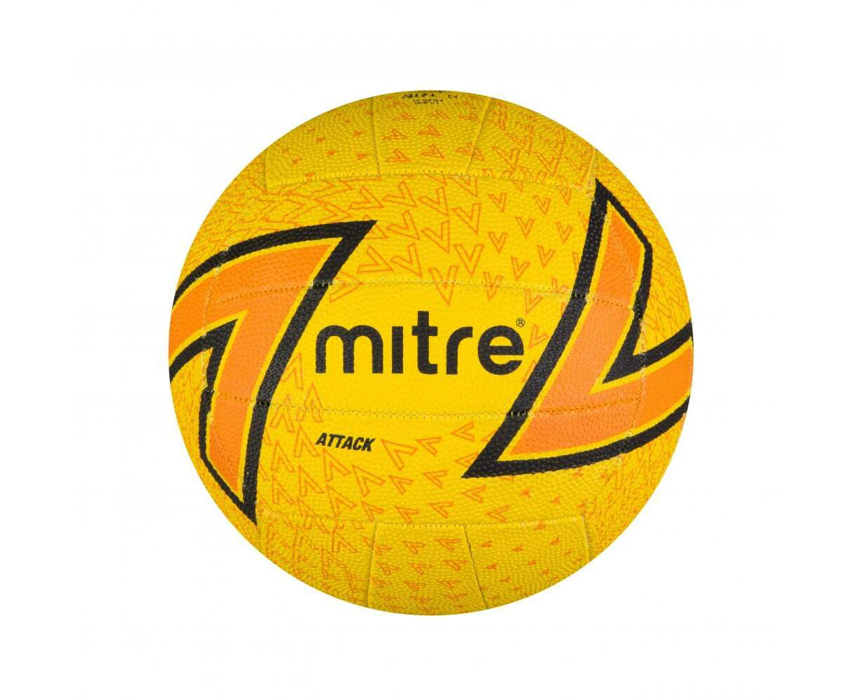 Mitre Attack F18P Training Grade Netball Hand Stitch Yellow/Orange/Black Size 5