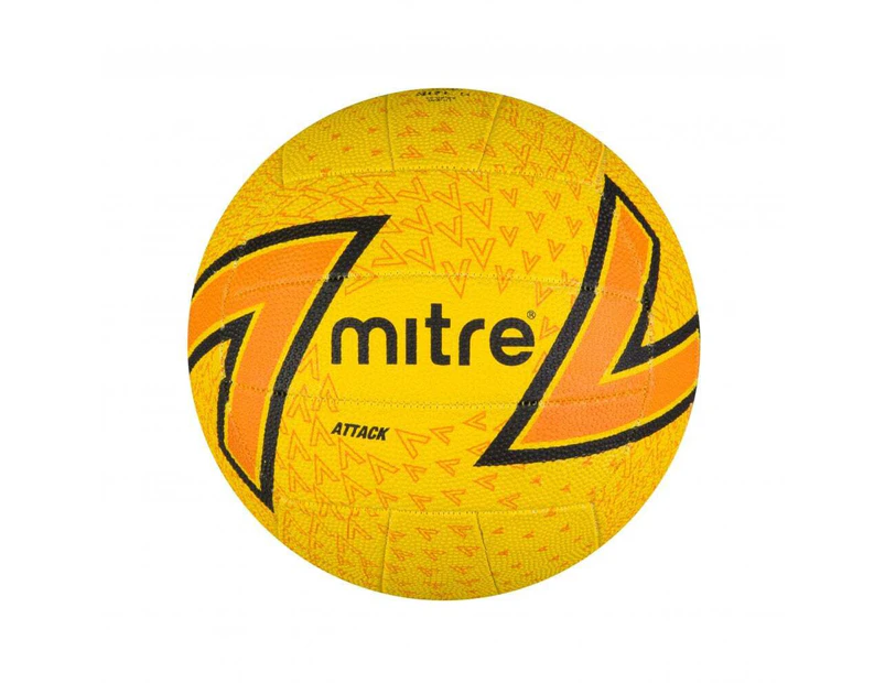 Mitre Attack F18P Training Grade Netball Hand Stitch Yellow/Orange/Black Size 5