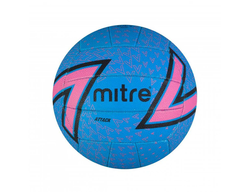 Mitre Attack F18P Training Grade Netball Hand Stitch Blue/Pink/Black Size 5