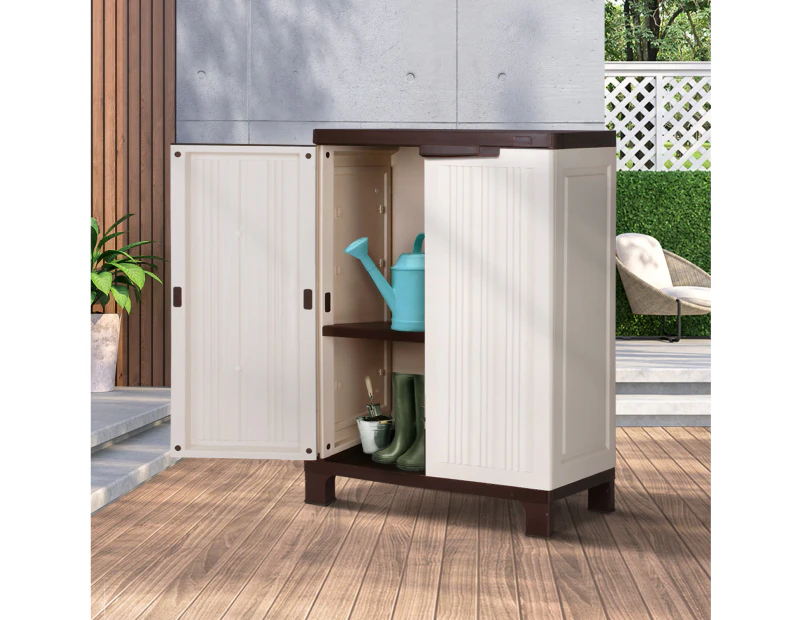 Livsip Outdoor Storage Cabinet Box Garden Garage Cupboard Adjustable Lockable