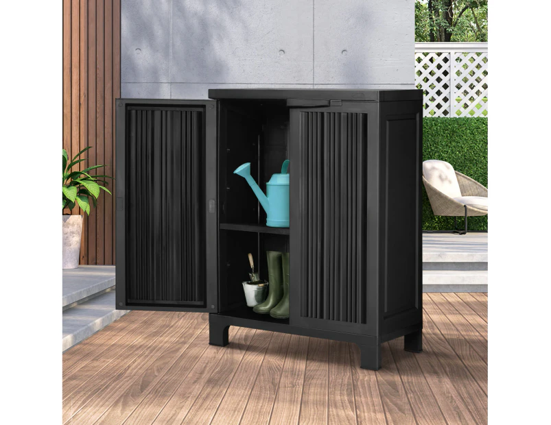 Livsip Outdoor Storage Cabinet Box Garden Garage Cupboard Adjustable Lockable