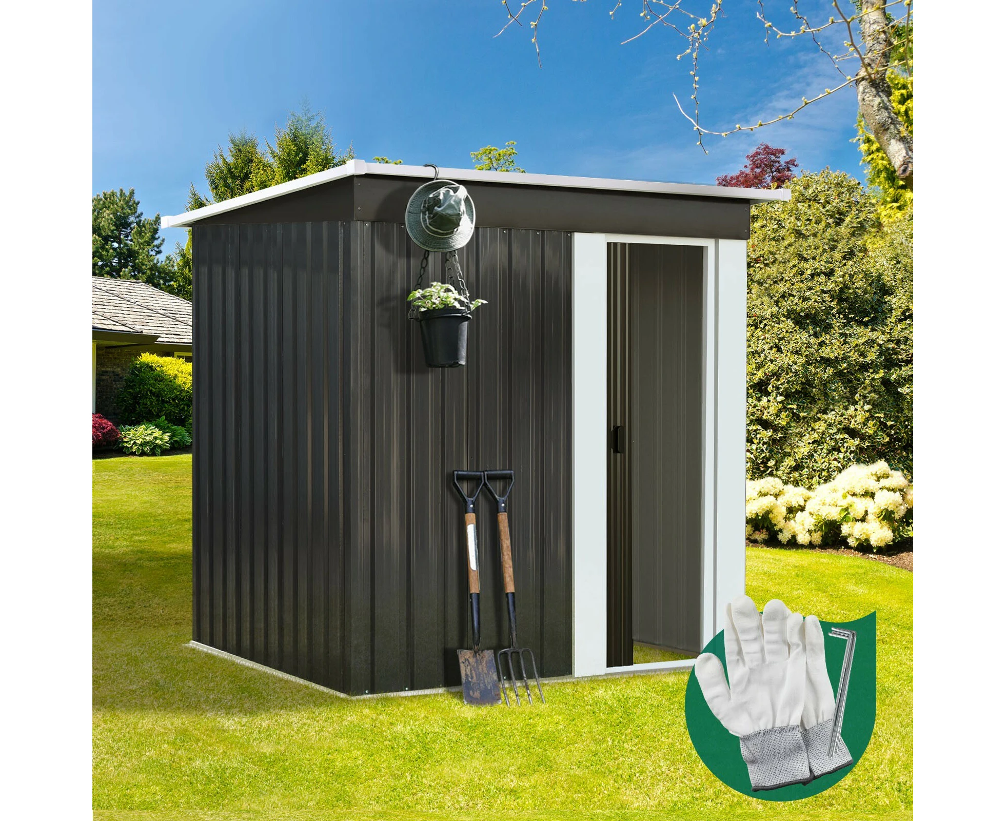 Livsip Garden Shed 1.62x0.86M Outdoor Storage Sheds Workshop Cabin Metal House