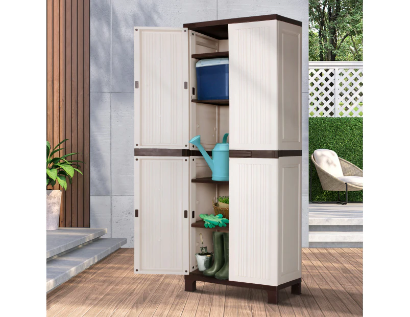 Livsip Outdoor Storage Cabinet Box Garage Garden Cupboard Adjustable Lockable