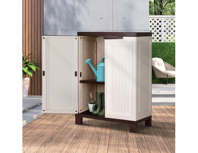 Livsip Outdoor Storage Cabinet Box Garden Garage Cupboard Adjustable Lockable