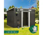 Livsip 2.38x1.31M Garden Shed With Metal Base - Zinc