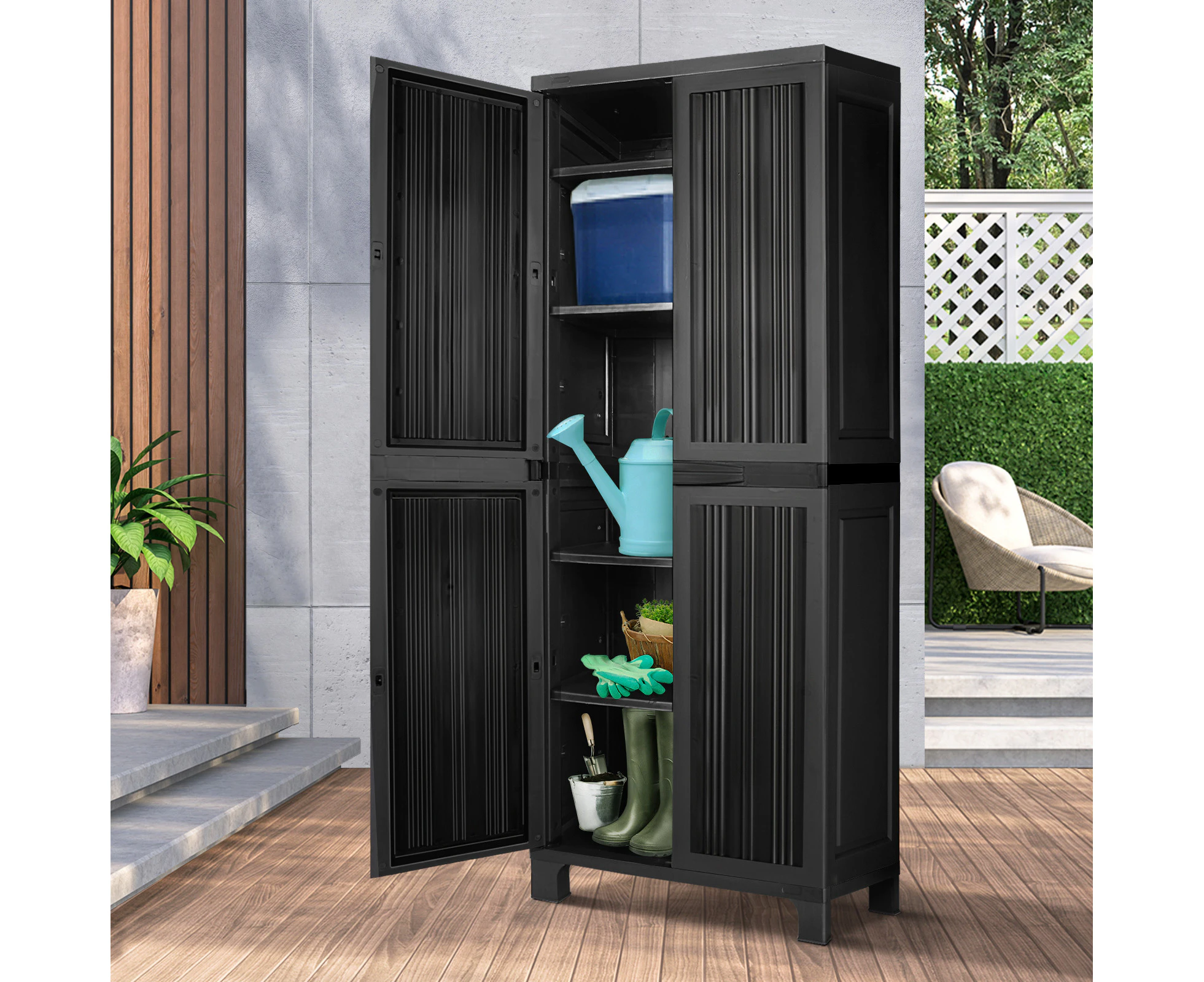 Livsip Outdoor Storage Cabinet Box Cupboard Garage Garden Adjustable Lockable