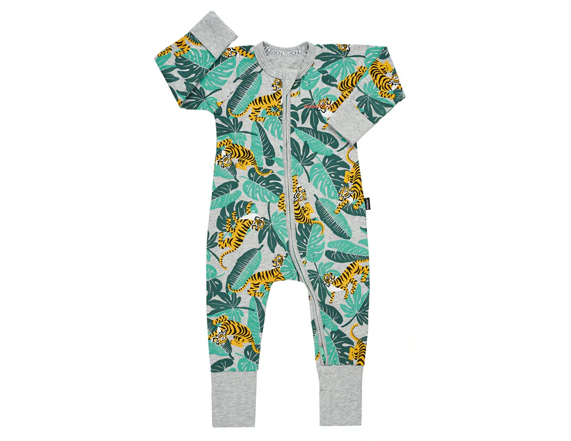 Unisex Baby & Toddler 3 x Bonds Baby 2-Way Zip Wondersuit Coverall Tiger In Forest Cotton/Elastane - Multi