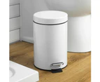 Round Stainless Steel Pedal Bin - 3L - White