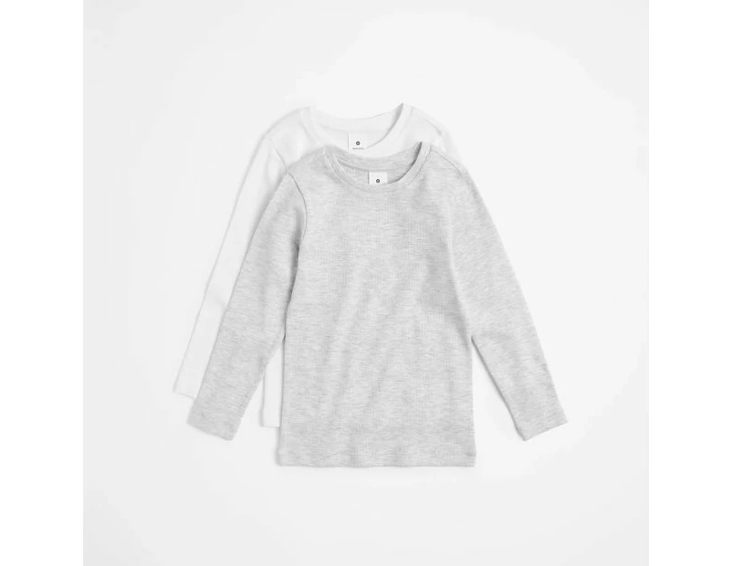 Target Girls Organic Cotton Thermal Long Sleeve Tops 2 Pack - Neutral