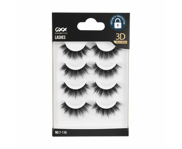 3D Faux Mink False Lashes, No. 7-110, 4 Pack - OXX Cosmetics