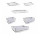 20 X White Disposable Catering Grazing Boxes Trays Clear Frame Lids - Large - White