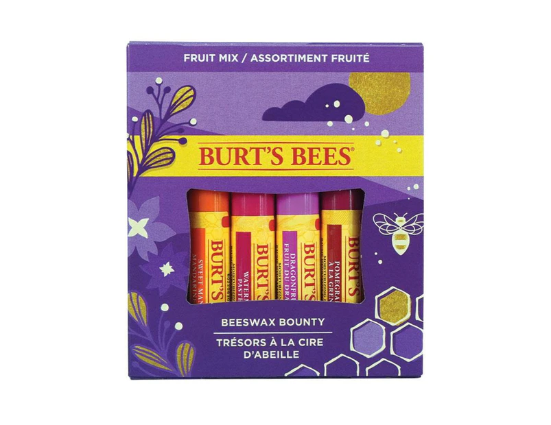 Burt's Bees Beeswax Bounty Fruit Mix Lip Balm 4 Piece Gift Set