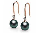 Boxed Magnificent Pearl Hook and Purity Pearl Stud Earrings Set in Rose Gold Embellished with SWAROVSKI® Crystal Iridescent Tahitian Look Pearls