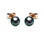 Boxed Magnificent Pearl Hook and Purity Pearl Stud Earrings Set in Rose Gold Embellished with SWAROVSKI® Crystal Iridescent Tahitian Look Pearls