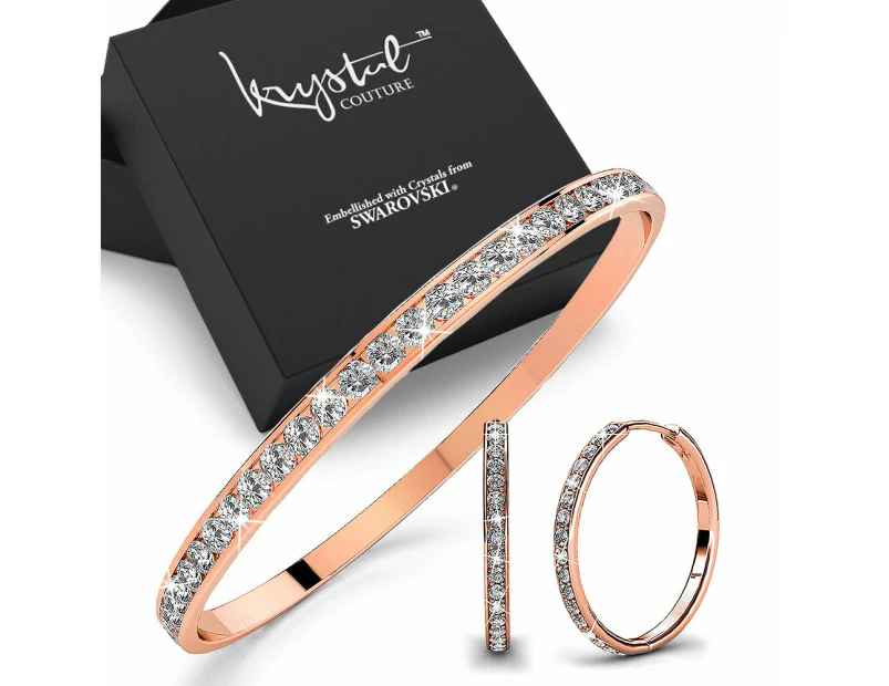 Boxed Bangle and Earrings Set Embellished with SWAROVSKI® crystals