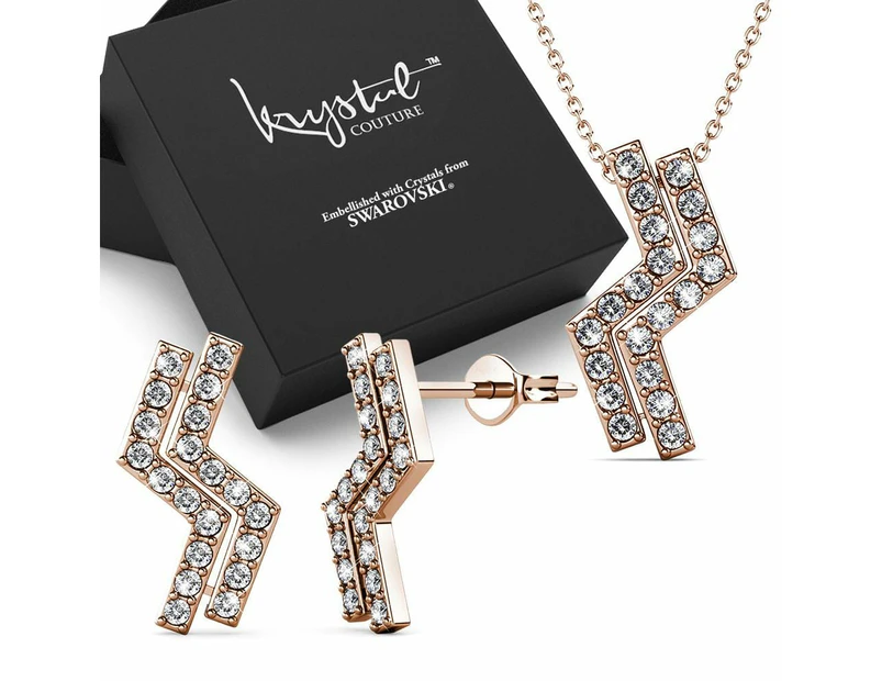 Boxed Zigzag Set Embellished with SWAROVSKI® Crystals in Rose Gold