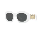 Versace VE4424U 314/87 Women's Sunglasses White Plastic Frame w/Dark Grey Lens 56mm