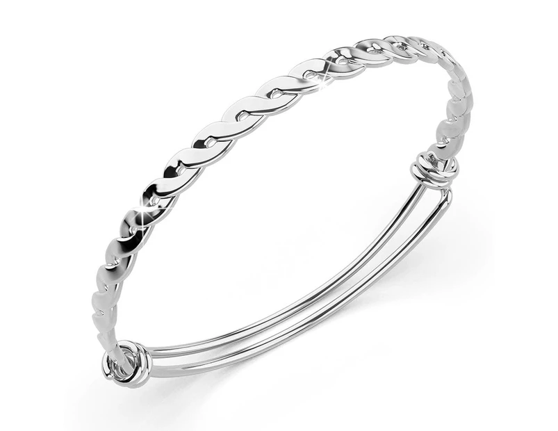 Alyana Braided Adjustable Bangle White Gold