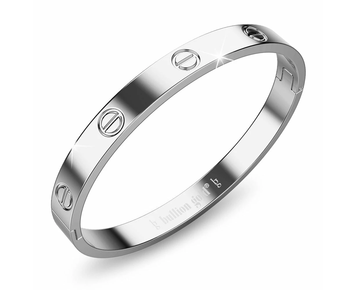 Carmello Stainless Steel Bangle in White Gold