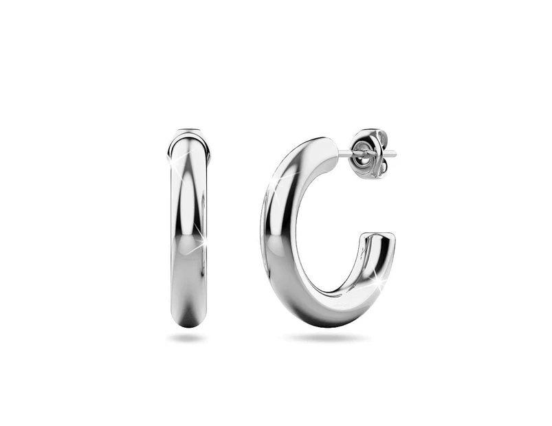 Erica White Gold Hoop Earrings 20mm