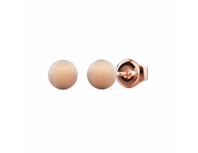 Shiny Ball Stud Rose Gold Layered Earrings 5mm