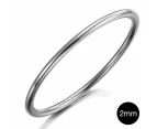 Solid Golf Bangle 2mm Rhodium Layered - 65mm