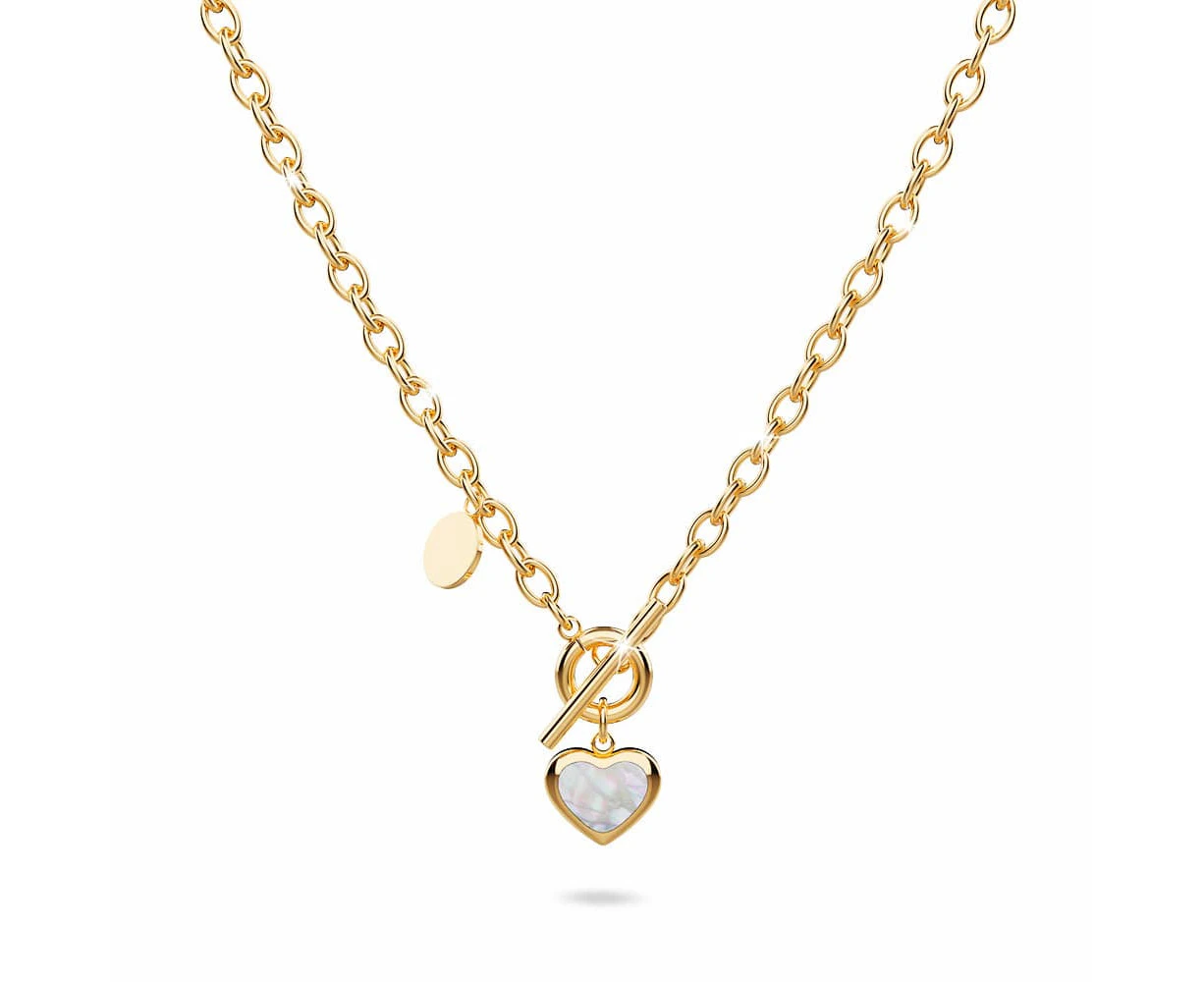 Gloria Chunky Heart Toggle Closure Necklace in Gold