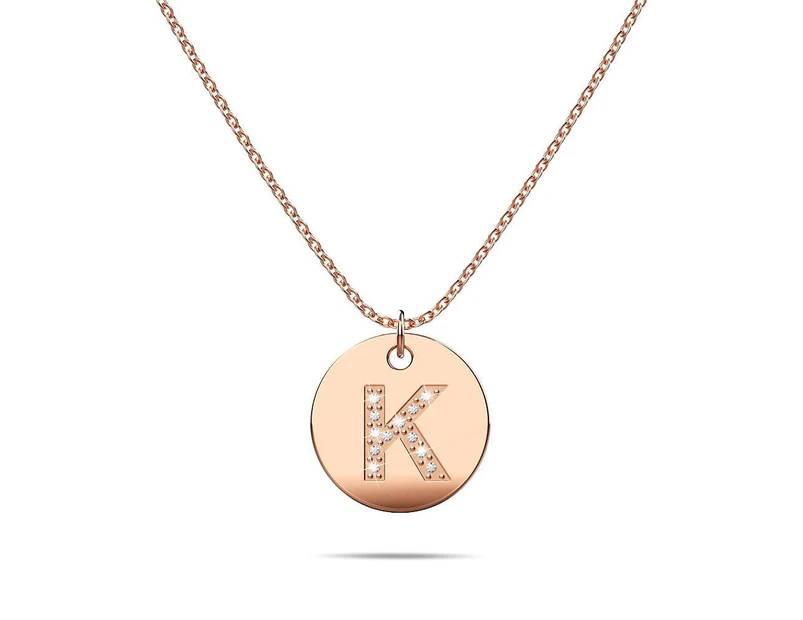 Initials Fabulous Alphabet Letter Necklace Rose Gold Layered Steel Jewellery - K