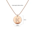 Initials Fabulous Alphabet Letter Necklace Rose Gold Layered Steel Jewellery - K