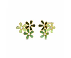 Petalia Olive Green Stud Earrings Featured SWAROVSKI® Crystals in Gold