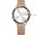 Krystal Couture Geometric Mineral Glass Feat SWAROVSKI® Crystal Watch Rose Gold White