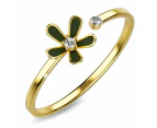 Petalia Olive Green Ring Featured SWAROVSKI Crystals in Gold