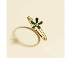 Petalia Olive Green Ring Featured SWAROVSKI Crystals in Gold