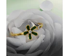 Petalia Olive Green Ring Featured SWAROVSKI Crystals in Gold