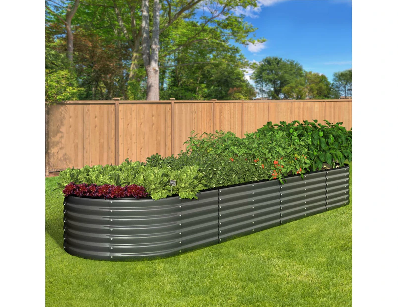 Livsip Raised Garden Bed Beds Kit Planter Oval Galvanised Steel 320cmX80cmX56cm