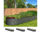 Livsip x3 Raised Garden Bed 320cmX80cmX56cm Kit Planter Oval Galvanised Steel