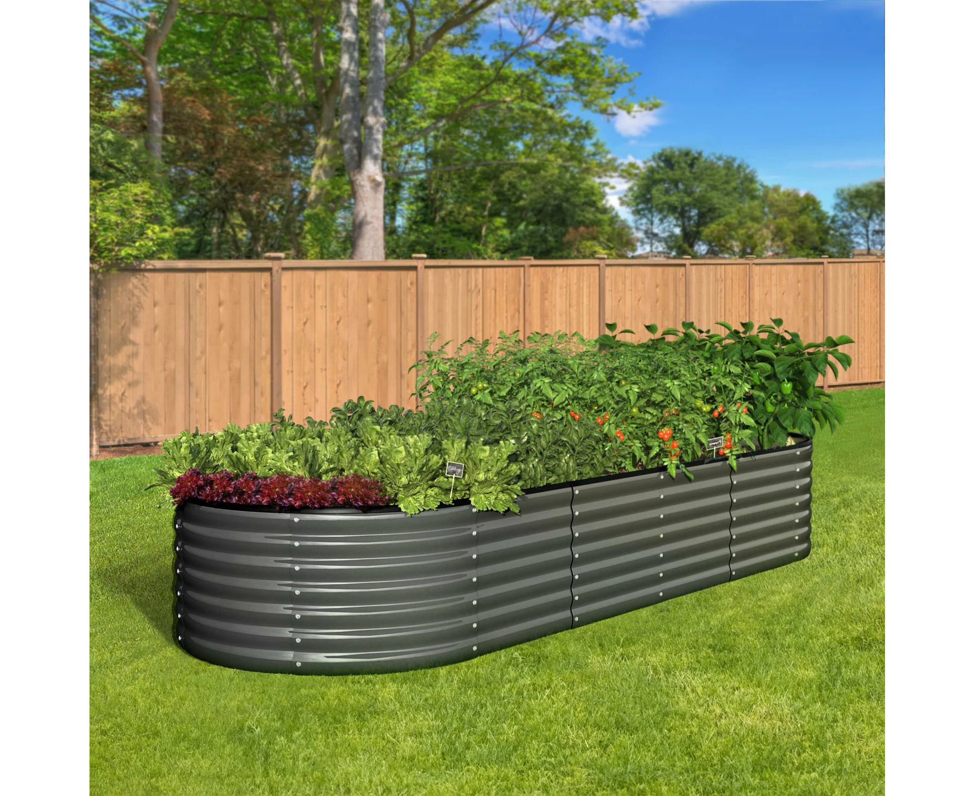 Livsip Raised Garden Bed Beds Kit Planter Oval Galvanised Steel 240cmX80cmX56cm