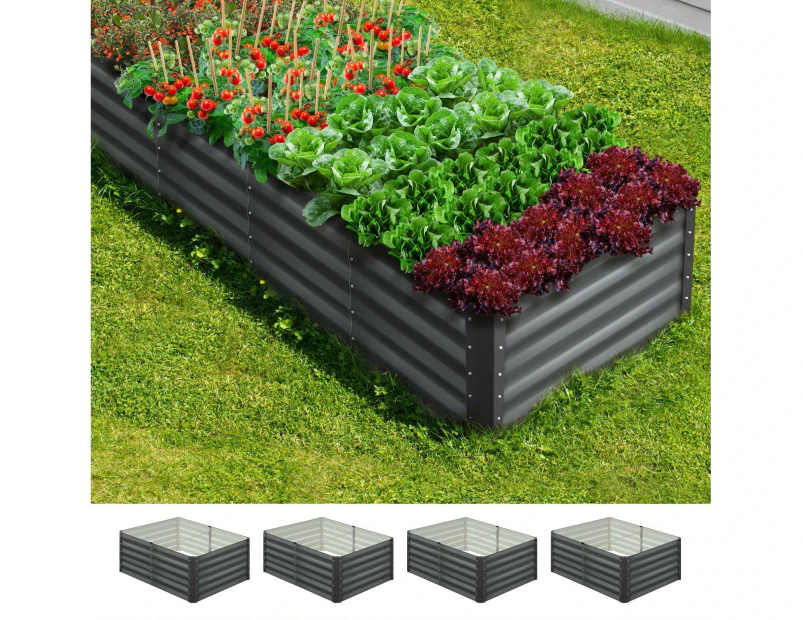 Livsip x2 Garden Raised Bed Vegetable Planter Kit Galvanised Steel 240x80x45CM