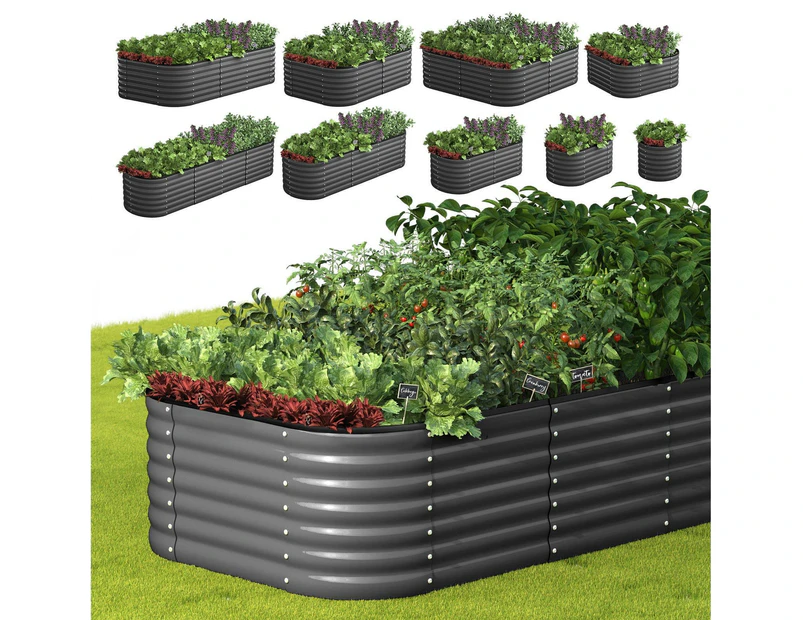 Livsip 9-IN-1 Raised Garden Bed Modular Kit Planter Oval Galvanised Steel 56CM H