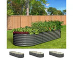 Livsip x3 Raised Garden Bed 240cmX80cmX56cm Kit Planter Oval Galvanised Steel