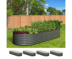 Livsip x4 Raised Garden Bed 240cmX80cmX56cm Kit Planter Oval Galvanised Steel