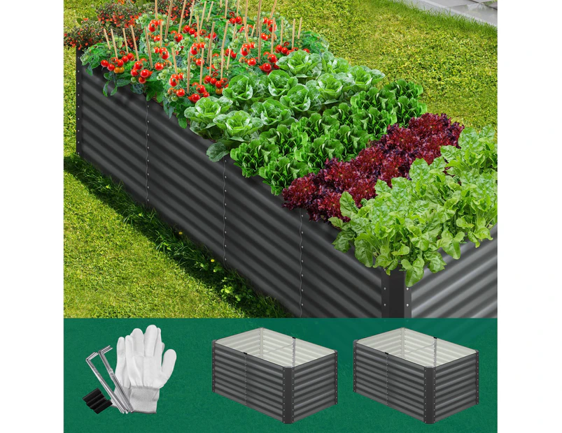 Livsip Garden Bed 240x80x73CM Kits Raised Vegetable Planter Galvanised Steel