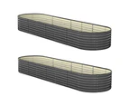 Livsip x2 Raised Garden Bed 320cmX80cmX56cm Kit Planter Oval Galvanised Steel