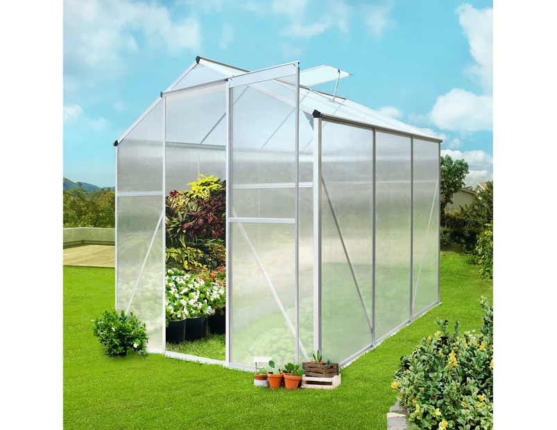 Livsip Greenhouse Aluminium Green House Garden Shed Polycarbonate Walk in 1.9x1.9M