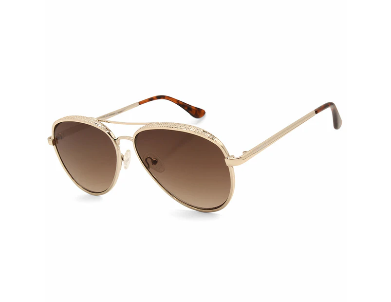 Guess Factory Shiny Gold/Brown Gradient Women's Pilot Style Sunglasses GF0350 32F