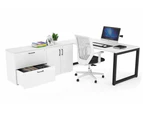 Quadro Loop Executive Setting - Black Frame [1800L x 700W] - white, none, 2 drawer 2 door filing cabinet