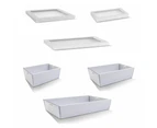 30 X White Disposable Catering Grazing Boxes Trays Clear Frame Lids - Medium - White