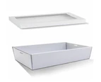 100 X White Disposable Catering Grazing Boxes Trays Clear Frame Lids - Large - White
