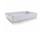 100 X White Disposable Catering Grazing Boxes Trays Clear Frame Lids - Large - White